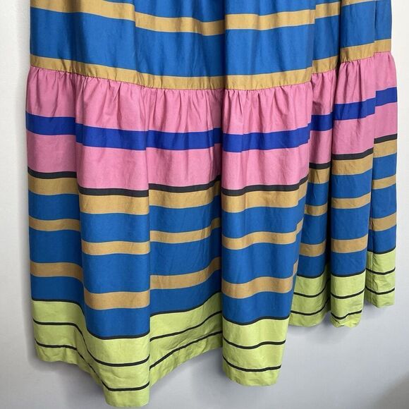 STAUD Sea Skirt Womens 4 Formentera Stripe Midi A-Line Cotton Blend Side Zip - Picture 7 of 11